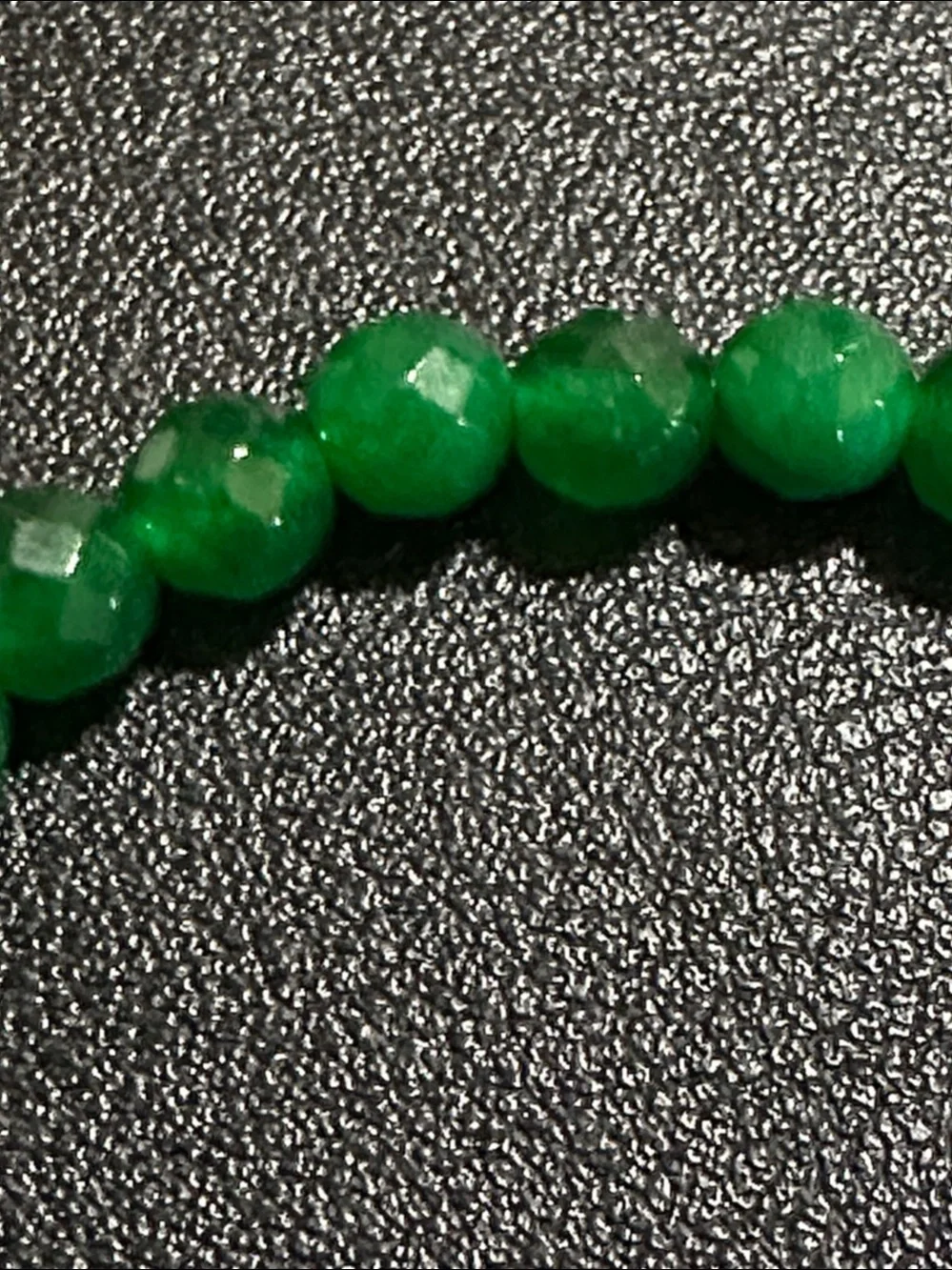 6mm Faceted Green Gemstone Evil Eye Protection Stretch Bracelet Gold-Tone
